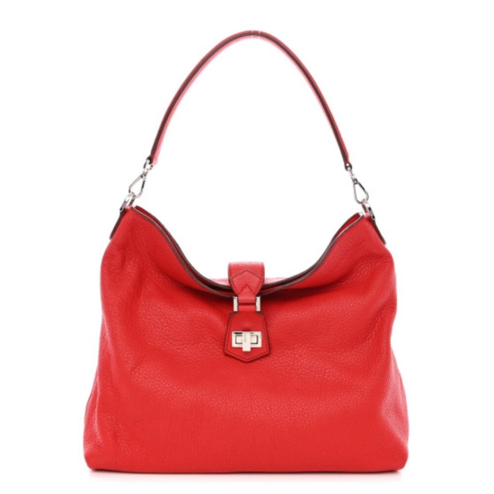 FENDI Pebbled Calfskin Small Closure Tote